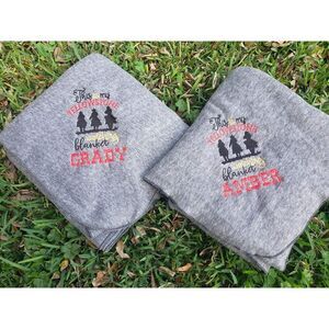 This is My Yellowstone Watching Blanket Gray Fleece Blanket Embroidered Twin sz